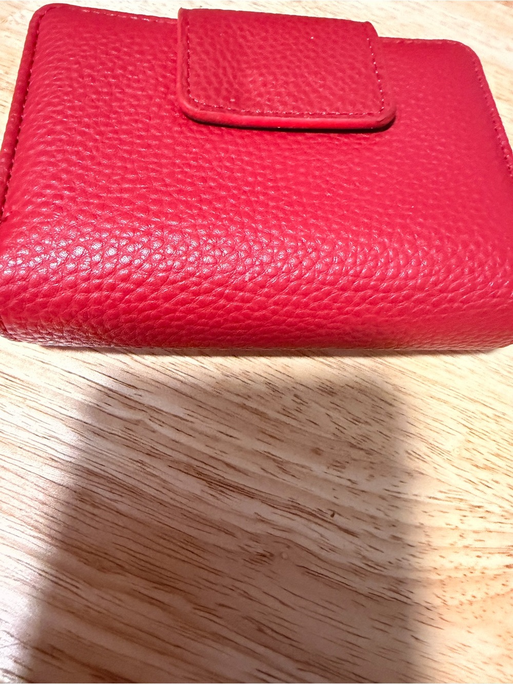 Classic Pebbled Leather Snap Wallet in Red